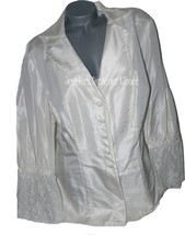 NWT KAY UNGER 16 silk blouse lace bell sleeves ivory formal evening plus $380 - £92.70 GBP