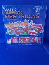 Classic American Fire Trucks Shaped Puzzle 730 pc 36" x 15 1/2" Factory Sealed - $15.88