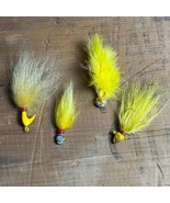 Fishing Lures Lot of 4 Yellow Feather Vintage Lures - $184.53 MXN