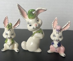 Vintage Ceramic Bunnies Easter Intricately Hand Painted Set Of 3 Easter ... - £23.90 GBP