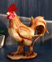 Ebros Farm Chicken Rooster Decorative Figurine In Faux Bamboo Finish Resin - $26.99
