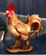 Ebros Farm Chicken Rooster Decorative Figurine In Faux Bamboo Finish Resin - $36.66 CAD