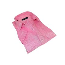 Men's Ciazzo Turkey 100% Linen Breathable Shirt Short Sleeves #Linen 29 Pink image 2