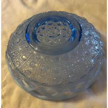 Vtg Imperial Glass Katy Blue Opalescent Glass Lace Edge Round Bowl Dish - $30.40