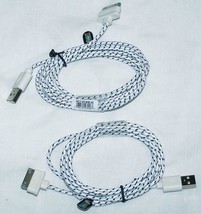 2 White Rd Cloth IPHONE4 I Pad Charger Phone Cord &amp; 1 Usb Rechargable Lighter - $4.70