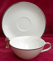 4 YAMATO MOON GLOW JAPAN COFFEE CUP SAUCER set S WHITE PLATINUM TRIM - £17.38 GBP