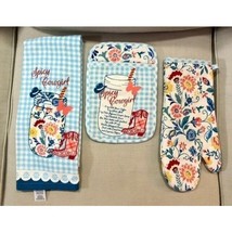 The Pioneer Woman Spicy Cowgirl Dish Towel, Oven Mitt and Pot Holder 3 Piece Set - £12.55 GBP