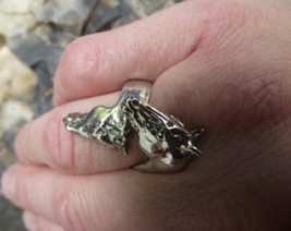 Horses heads adjustable sterling silver wrap ring Zimmer Equestrian Jewelry - $97.00