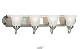 30 in. 4-Light Brushed Nickel Finish Bathroom Vanity Light with Glass Shades - £56.94 GBP