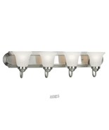 30 in. 4-Light Brushed Nickel Finish Bathroom Vanity Light with Glass Sh... - £56.05 GBP