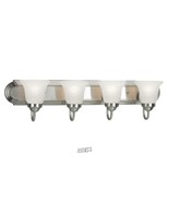 30 in. 4-Light Brushed Nickel Finish Bathroom Vanity Light with Glass Sh... - $97.38 CAD