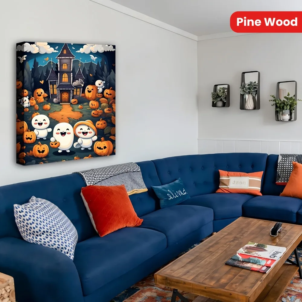 1.5 inch solid wood frame Halloween pumpkin ghost art art wall painting ... - $121.98 CAD