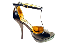Size 5.5 Carlos Santana Women High Heel Black T-strap Platform Open Toe Stripper - £31.97 GBP