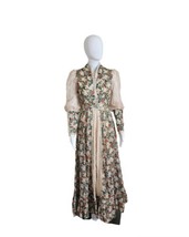 Vintage 70s Prairie Chic Jessica McClintock Gunne Sax Floral Boho Dress  W26&quot; - £229.43 GBP