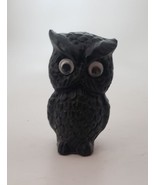 Vintage 3.25&quot; Coal Owl Figurine W Googly Eyes Made In USA 1980 Handcrafted  - $8.95