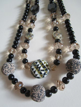 Chunky Beaded Necklace Double Strand Fall &amp; Winter Colors - £6.40 GBP