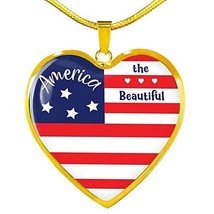 Express Your Love Gifts America The Beautiful Necklace Heart Pendant 18k Gold 18 - £43.62 GBP