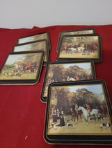 Pimpernel Tally Ho Cork Backed Deluxe Coasters Set of 7 Black Gold - $11.30