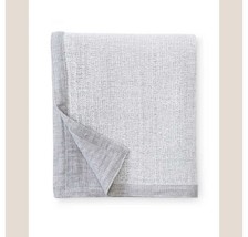 Sferra Perlo Fog Grey Throw Blanket Linen Blend 2 Tone Reversible 50&quot; x 90&quot; New - £105.55 GBP