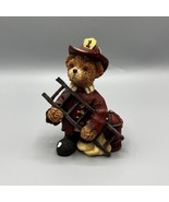 Vintage 90s Boyds Bears? 4.25&quot; Resin Fire Fighter Figurine Ladder &amp; Fire... - £11.76 GBP