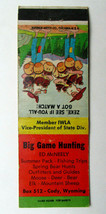 Big Game Hunting - Cody, Wyoming 20 Strike Sports Matchbook Cover Hillbilly WY - £1.36 GBP