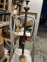 Antique Brass Church Altar Candlestick 35” Tall Cross  Adjustable To 24” - $108.90