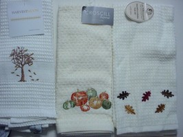 (6) 3 Sets of Two Leaves Trees/Pumpkins Kitchen Towels-New - £12.01 GBP