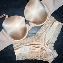 Victoria&#39;s Secret 34DDD, 36DD, 36DDD Bh Set M Höschen Beige Leicht Gefüttert - £58.15 GBP