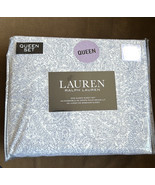 New Ralph Lauren Floral Paisley Queen 4-Piece Sheet Set ~White/Blue Cotton - £89.96 GBP