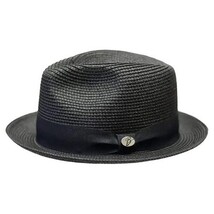 Men's Bently Semi Crushable Fedora Pinch Front Briad Hat Leonardo LE231 Black image 4