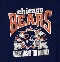 Vintage Chicago Bears T Shirt Single Stitch Tee Navy Blue Medium NFL USA 80s - £23.63 GBP