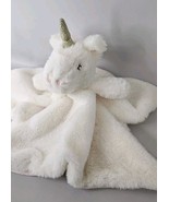 Mud Pie Unicorn Lovey Cream Pink Gold Shimmer Horn Plush Baby Security B... - $19.75