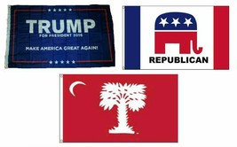 3x5 Trump #1 &amp; Republican &amp; State of SC Big Red Wholesale Set Flag 3&#39;x5&#39; - £11.63 GBP