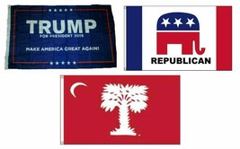 3x5 Trump #1 &amp; Republican &amp; State of SC Big Red Wholesale Set Flag 3&#39;x5&#39; - £11.12 GBP