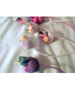 Vintage Pleated Ribbon Decorations with Fruit and leaves/ 13 pcs - $74.23 CAD