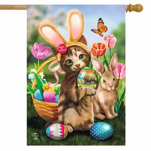 Bunny In Training Easter House Flag Cat Kitten 28&quot; X 40&quot; - $29.32