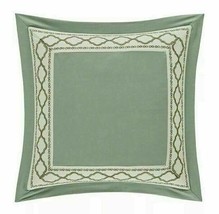J Queen Vienna Euro Sham NEW Mint Green With White Gold Embroidered Border - £15.86 GBP