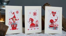 DIY Vervaco Christmas Cards Craft Gnomes Elves Santa Counted Cross Stitc... - £20.74 GBP