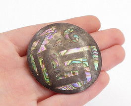 TAXCO MEXICO 925 Sterling Silver - Vintage Abalone Pattern Brooch Pin - BP1807 - £59.09 GBP