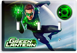 Green Lantern Superhero Earth Guardian Ring Triple Light Switch Room Wall Decor - £13.37 GBP