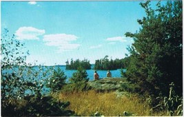 Ontario Postcard People By Lake Trees  - £2.32 GBP