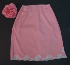 Vintage Wonder Maid Taffeta Half Slip Size M Blush Pink Scalloped Lace S... - $29.99