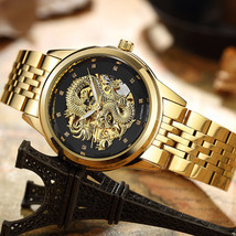 Dragon And Phoenix Steel Strap Couple Watch Trend Mechanical Hollowing Luminous  - £50.35 GBP