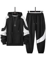 Look Time Life Men Colorblock Kangaroo Pocket Drawstring Hoodie &amp; Sweatpants - $65.00