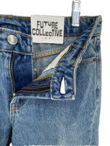 Future Collective Boyfriend Jeans Women&#39;s Size 0 Blue Denim Kahlana Brown Cotton - £13.21 GBP