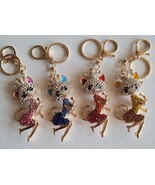 Cat 3D Shaped Keychain Crystal Bling Bling Rhinestone Keyring Handbag Charm - $18.53 CAD