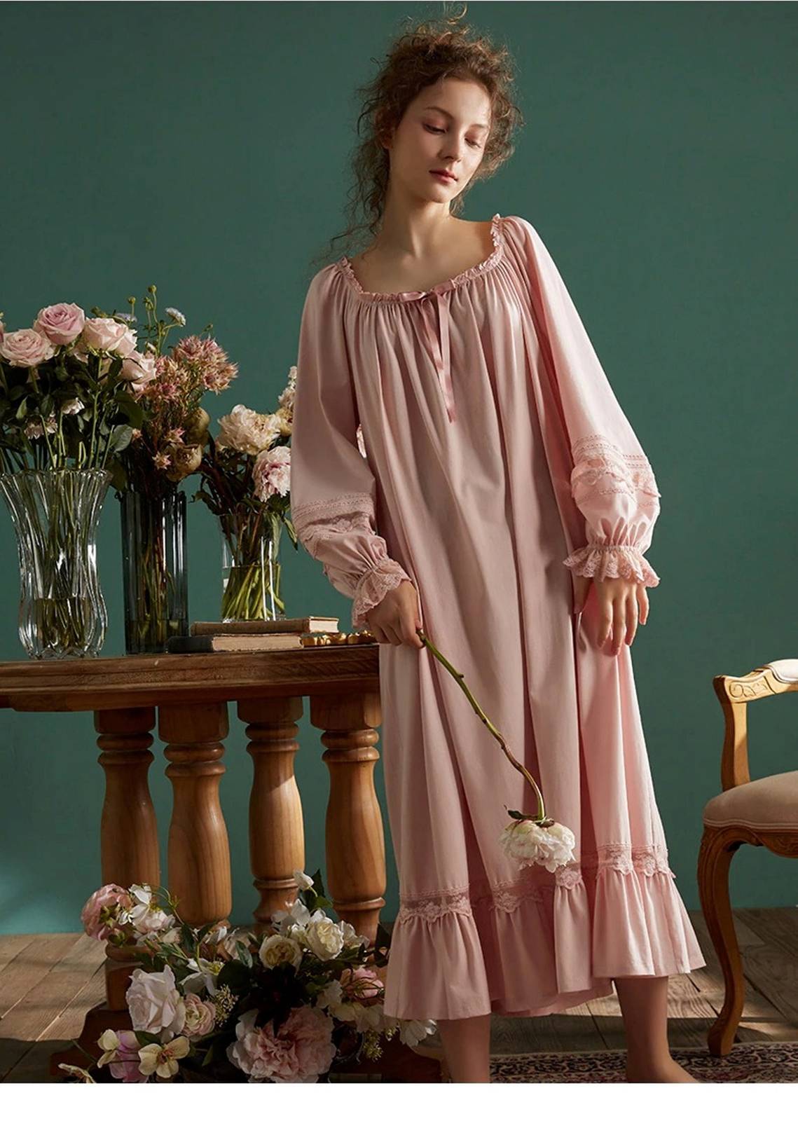 White Cotton Vintage Victorian Nightgown, Edwardian Nightgown For women, Plus Si