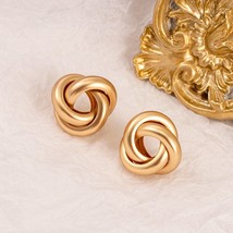 New Punk Style Golden Twisted Round Vintage Earrings Stainless Steel Metal Earri - £7.71 GBP