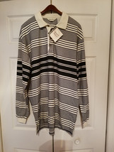 Eddie Bauer Garment-Washed Men&#39;s Beige &amp; Blue Striped Long Sleeved Shirt... - £23.31 GBP