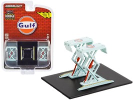 Automotive Double Scissor Lift &quot;Gulf Oil&quot; Light Blue &quot;Double Scissor Lif... - $35.49
